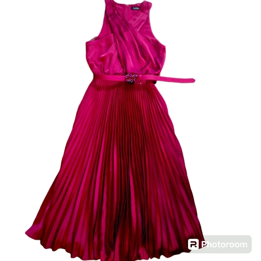 NWT Lauren Ralph Lauren Charmeuse Halter Midi Dress 14 - Picture 6 of 16